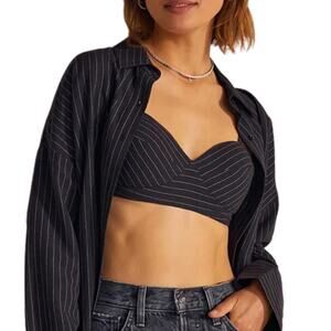 New Favorite Daughter The Ex-Boyfriend Bra Black Pinstripe - Small